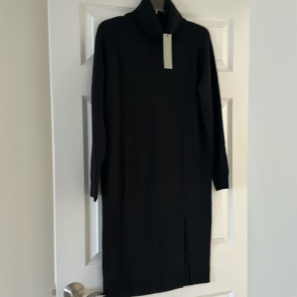 ONE GREY DAY Very Soft Beautiful Merino Wool Knit Dress w low front slit (S) NWT